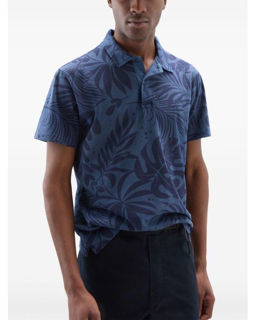 Woolrich Poloshirt mit "Tropical"-Print in Blue für Herren