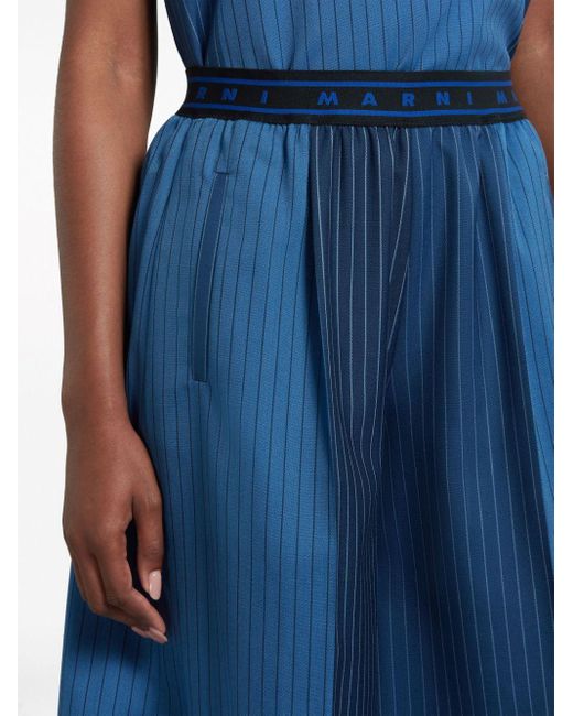 Pantalon ample court à design colour block Marni en coloris Blue