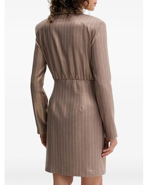 Fracomina Brown Pinstriped Double-Breasted Dress