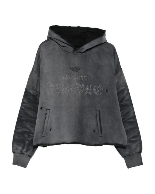 Purple Brand Black Hoodie En Polaire À Ornements for men