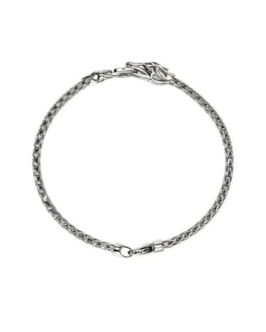 John Hardy White Sterling Naga Diamond And Sapphire Bracelet
