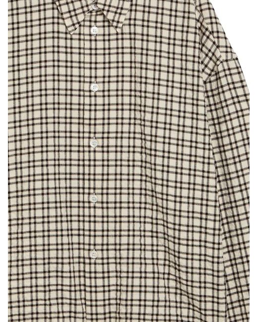 Studio Nicholson White Checked-Pattern Button-Fastening Shirt for men