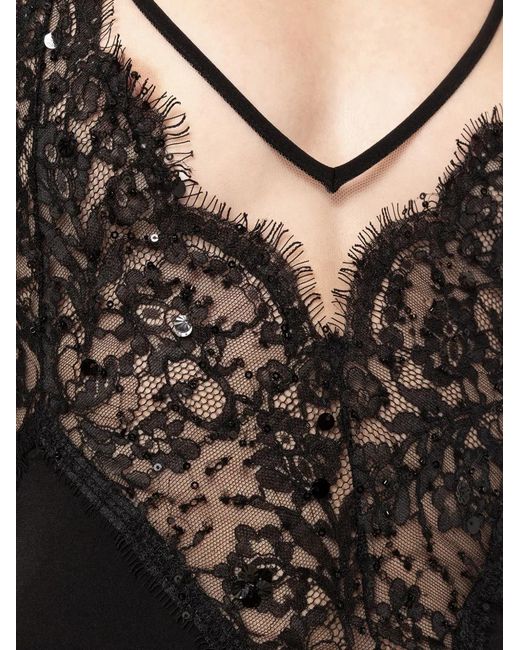 Nissa Black Lace-Panel Maxi Dress
