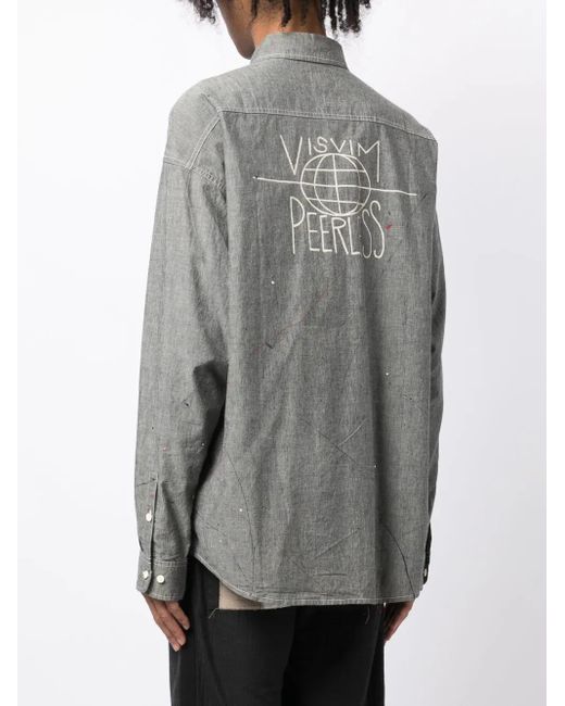 Visvim Hemd Mit Farbklecks-Print in Gray für Herren