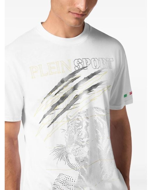 Philipp Plein White Tiger-Motif T-Shirt for men