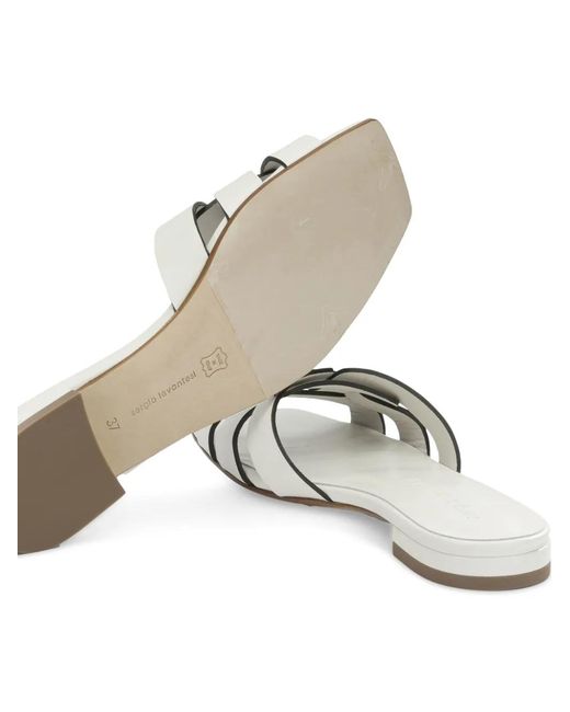 Sergio Levantesi White Norma6 Tryde Interwoven Leather Sandals