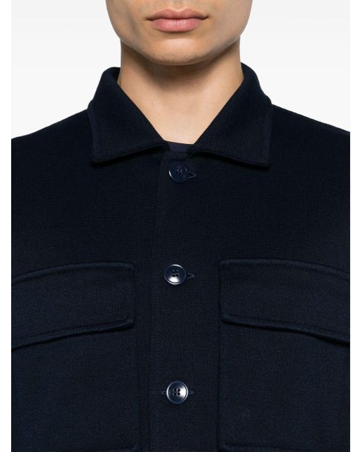 Lardini Blue Spread-collar Cotton Cardigan for men