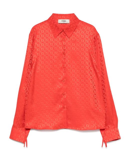 Fendi Blouse Met Ff-Jacquard in het Red