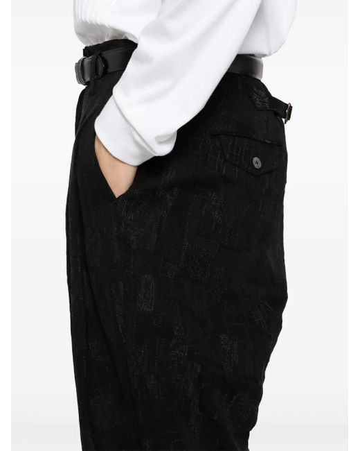CALMLENCE Black Triple Pleated Tapered Trousers for men