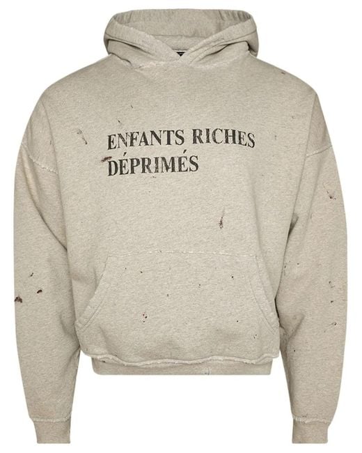 Enfants Riches Deprimes Gray Logo-Print Cotton Hoodie for men
