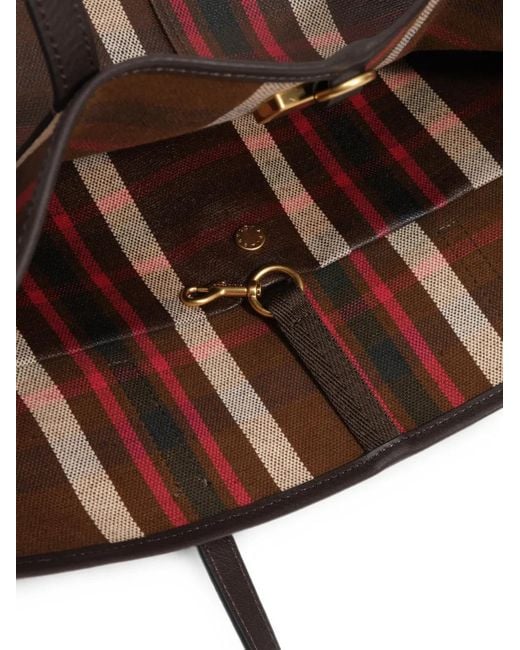 Bimba Y Lola Brown Large Oak Tartan Shopper Bag