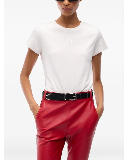 Pinko White T-Shirt With Love Birds Logo