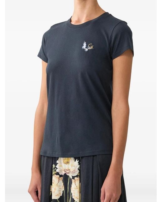 Camilla Black Round-Neck Ottoman Elegance T-Shirt