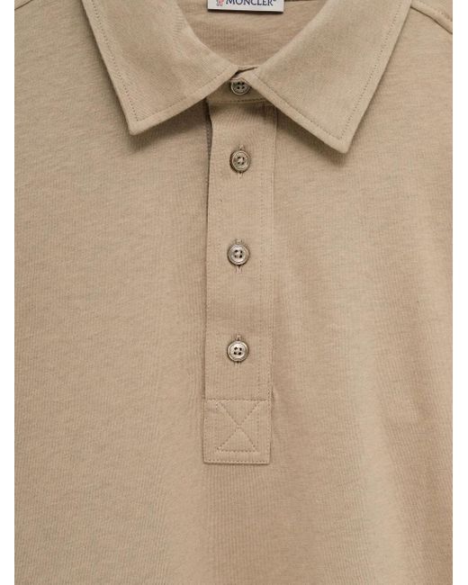 Moncler Natural Logo-Patch Button Polo Shirt for men