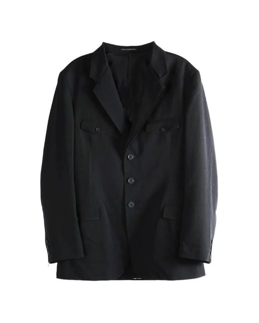Yohji Yamamoto Black Buttoned Blazer for men
