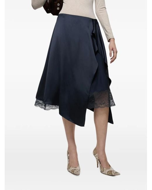 Acne Blue Layered Satin Skirt
