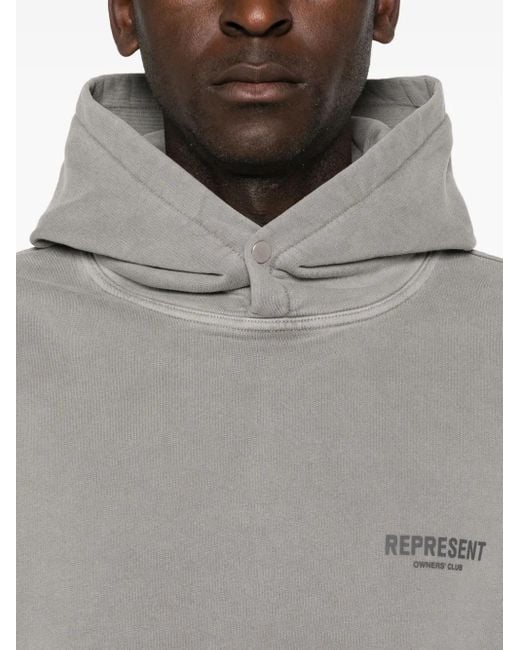 メンズ Represent Logo-print Hoodie Gray