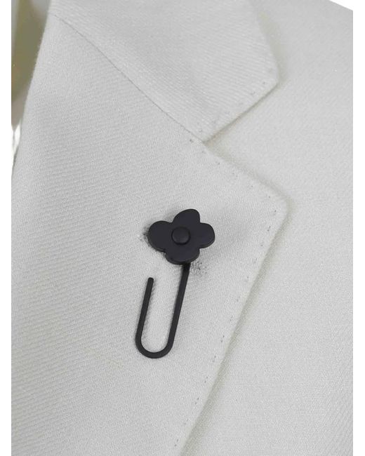 Lardini White Brooch Single-Breasted Suit for men