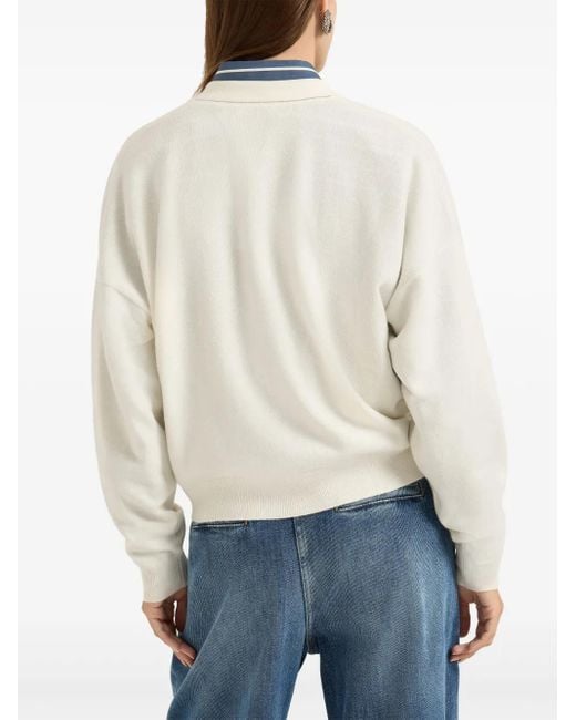 Brunello Cucinelli White Button-Front Cashmere Cardigan