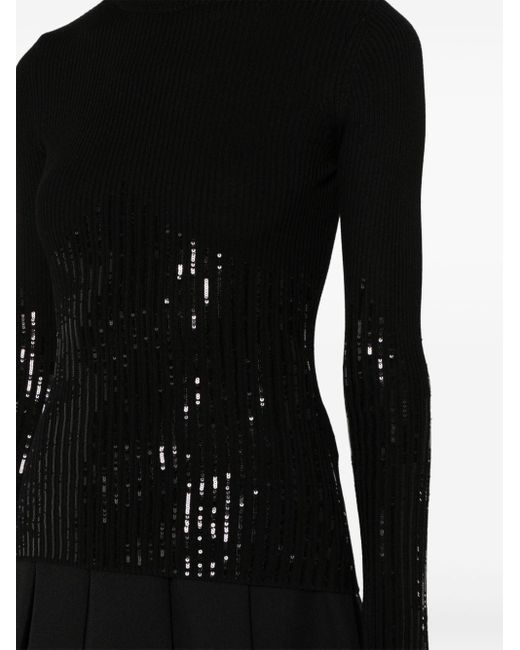 Karl Lagerfeld Black Sequin-embellished Knitted Top