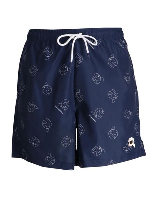 Karl Lagerfeld Blue Ikon Swim Shorts for men