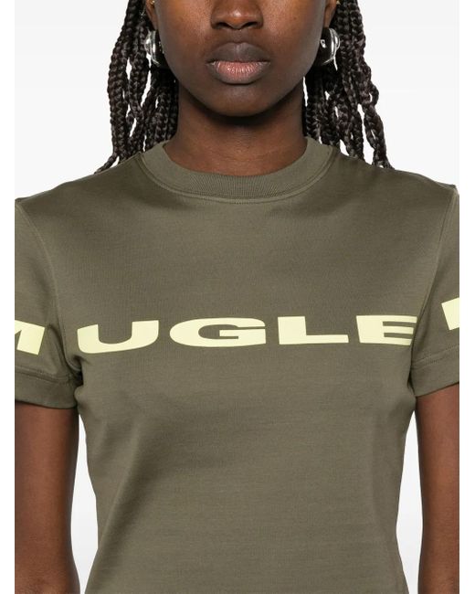 Mugler Green Logo-Appliqué T-Shirt