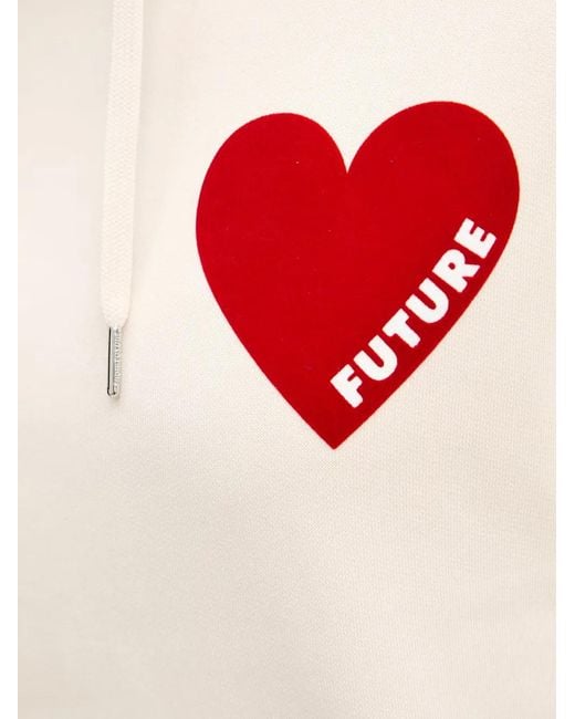 From Future White Heart-Print Drawstring Hoodie
