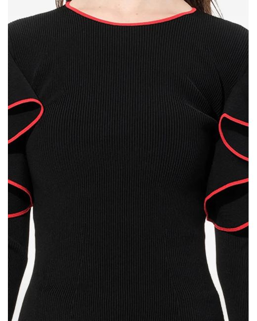 McQueen Black Ruffled-Sleeve Sweater