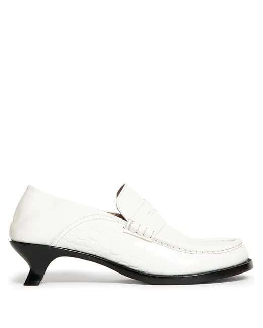 Loewe White Pumps Mit Kroko-Effekt