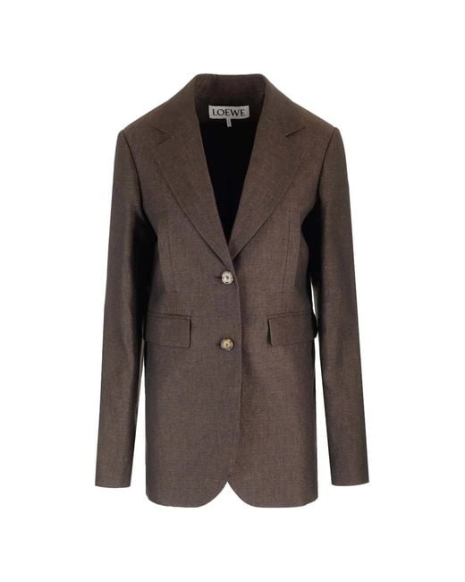 Loewe Brown Linen Single-Breasted Blazer
