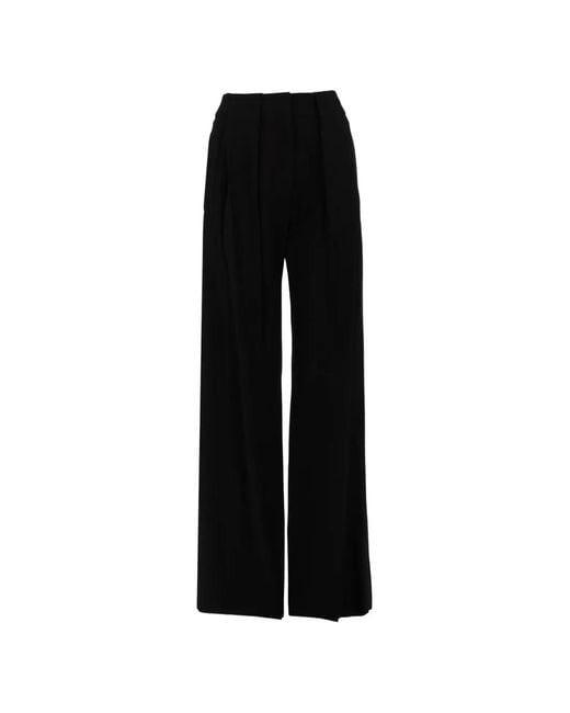 PT Torino Black Pleated Wide-Leg Tailored Trousers