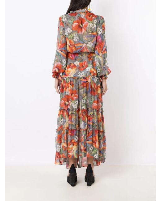 Amir Slama White Floral-Print Silk Dress