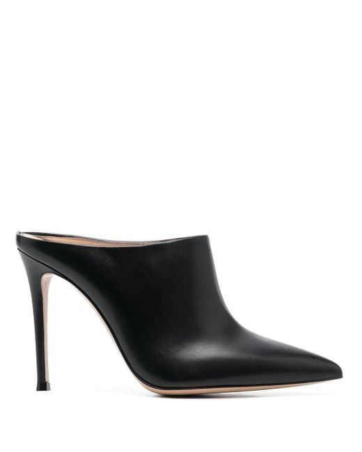 Gianvito Rossi Pointed Leather Mules in Black | Lyst UK
