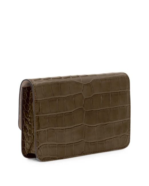 Oscar de la Renta Brown O Pochette Croc-Effect Leather Clutch Mini Bag