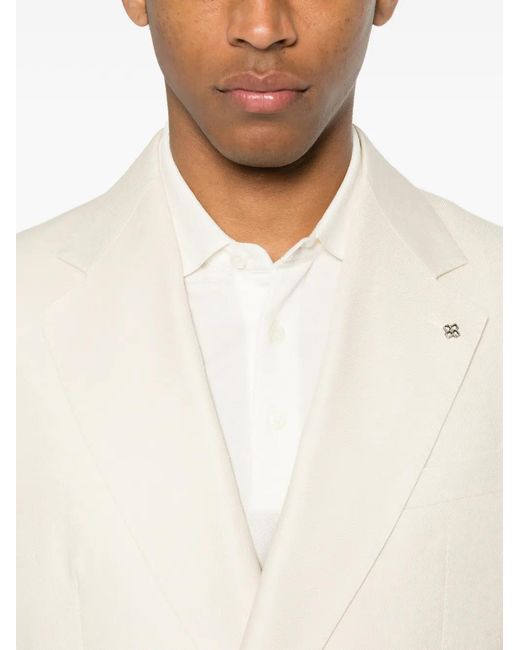 Tagliatore White Double-Breasted Peak-Lapel Blazer for men