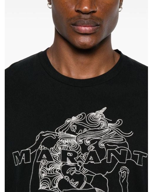 Camiseta Honore con logo bordado Isabel Marant de hombre de color Black