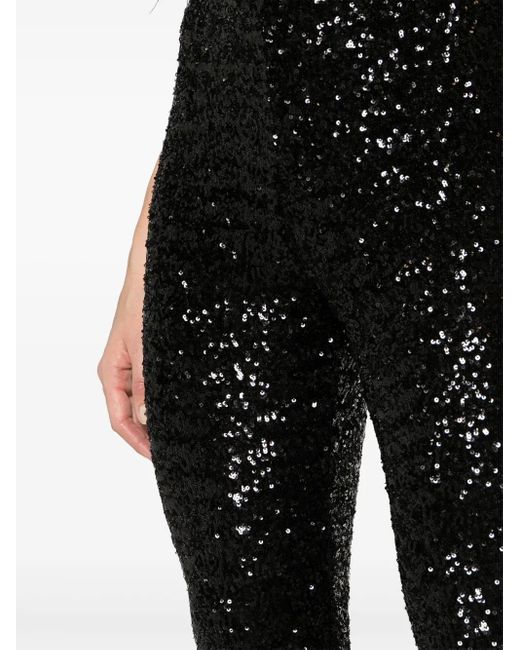 Oseree Black Wide-Leg Trousers Embellished With Sequins