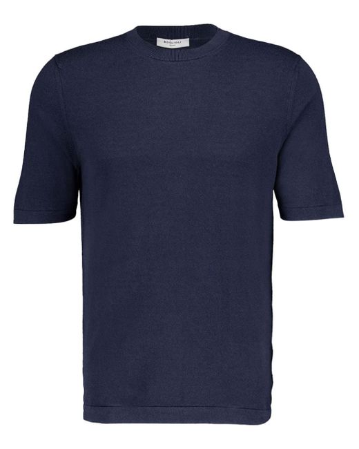 Boglioli Blue Crew-neck Silk-cotton Blend T-shirt for men