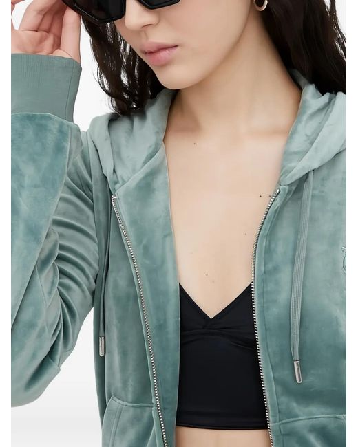 Juicy Couture Green Embroidered Zip-Up Hoodie