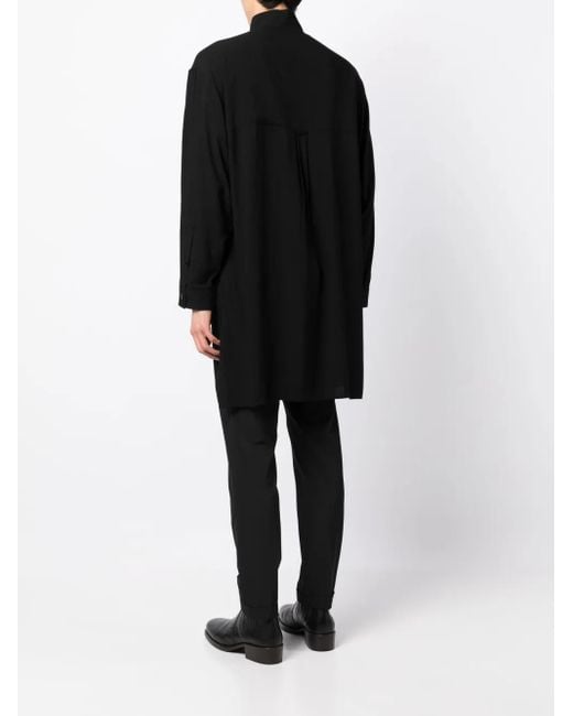 Yohji Yamamoto Black Flower-Doodle Long Shirt for men