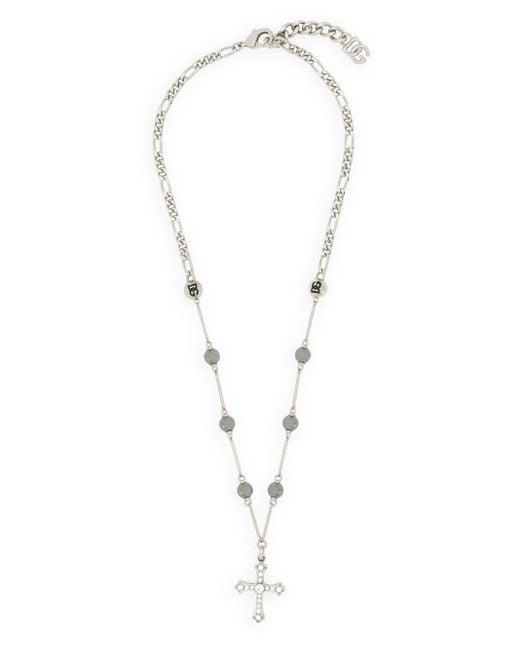 Dolce & Gabbana Halskette Mit Kreuzanhänger in White für Herren