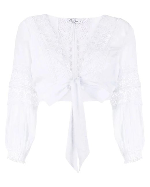 Blusa Vania con ribete de encaje Charo Ruiz de color White