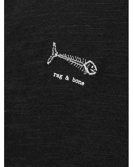 Rag & Bone Black Fish-Embroidered Cotton T-Shirt for men