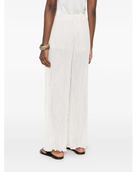 Enza Costa White Plissé Palazzo Pants