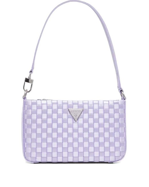 Guess Purple Logo-Plaque Shoulder Bag