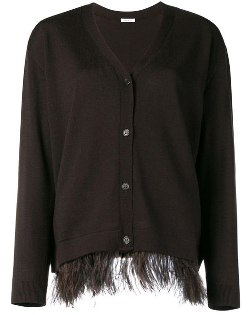 P.A.R.O.S.H. Wool Ostrich Feather Cardigan in Brown - Lyst
