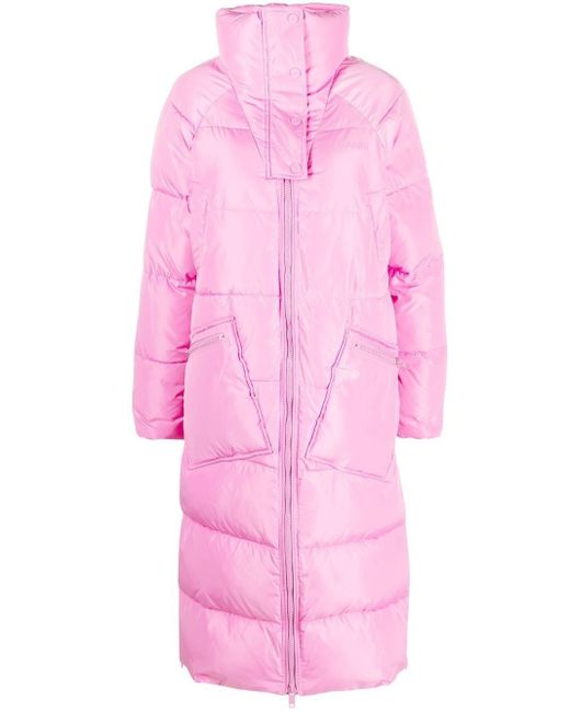 Ganni Pink Oversized Tech Puffer Coat