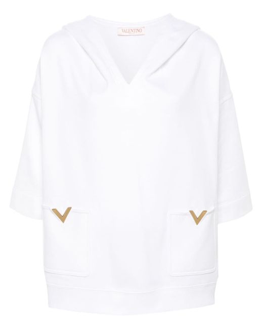Sudadera con capucha y logo V Valentino Garavani de color White