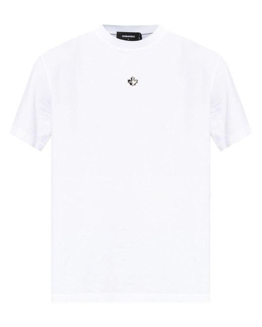 DSquared² White Logo-appliquéd Cotton T-shirt for men