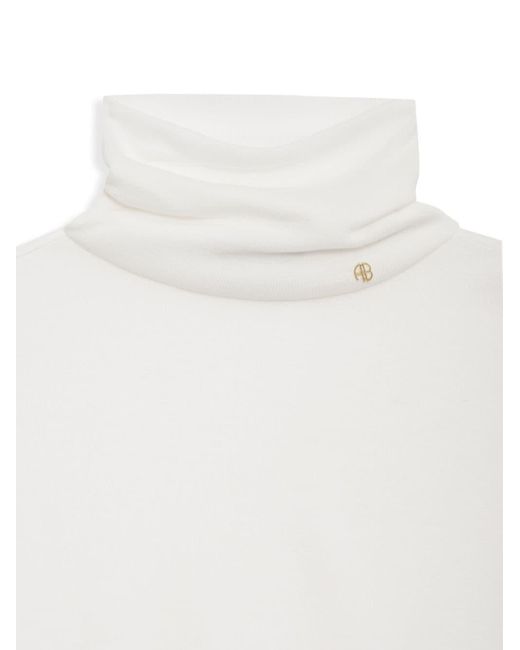 Anine Bing White Corbin Modal-cashmere Roll-neck Top